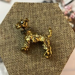 Vintage, gold tone, dog brooch